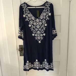 Dress or Coverup NWT 1X Navy and white Cute